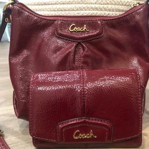 Coach crossbody bag and matching wallet.